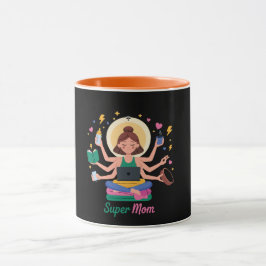 Caneca Super Mãe Multitarefa Gráfico do Dia das Mães