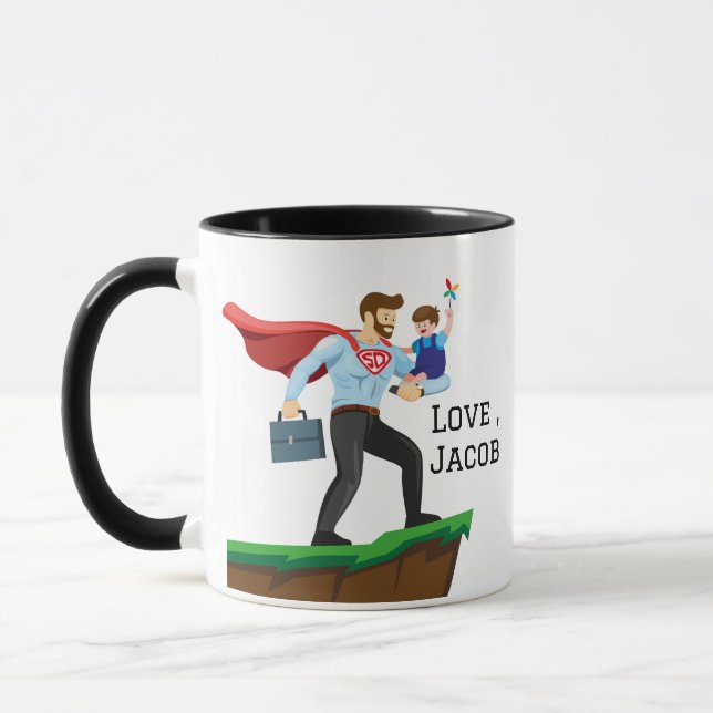 Caneca Super PAI Personalizado/Pai Carregando Seu Filho (Esquerda)