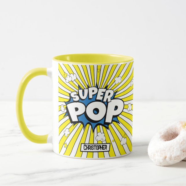 Caneca SUPER POP! Comic Book Pop Art ‘Corny’ Popcorn Pun (Com Donut)