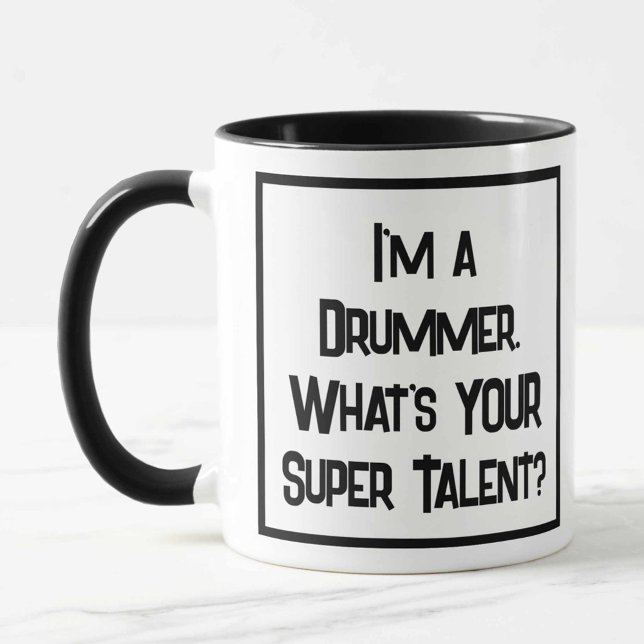 Caneca Super Talento Drummer. Mug De Café De Duas Tonelad (Criador carregado)
