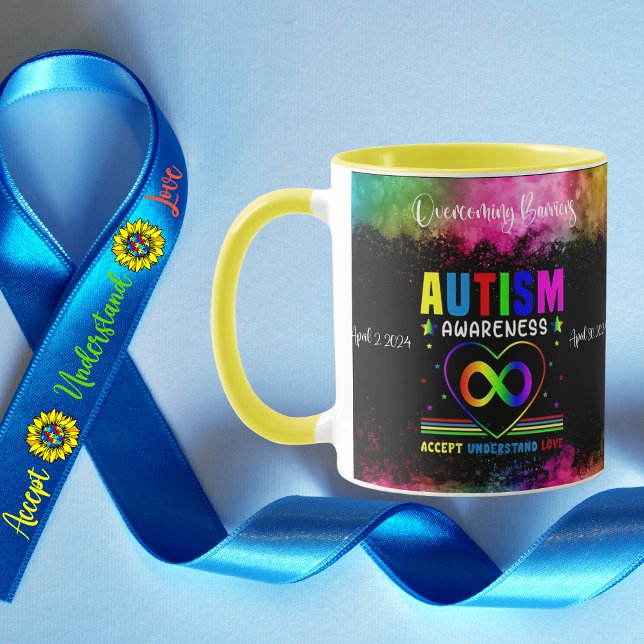Caneca Superando Barreiras Autismo Sensibilização Mãe Mug (Join a movement celebrating the journey "Overcoming Barriers" with our striking Autism Awareness mug)