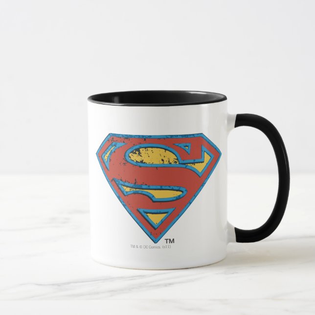 Caneca Superman S-Shield | Logotipo Azul de Grunge (Direita)