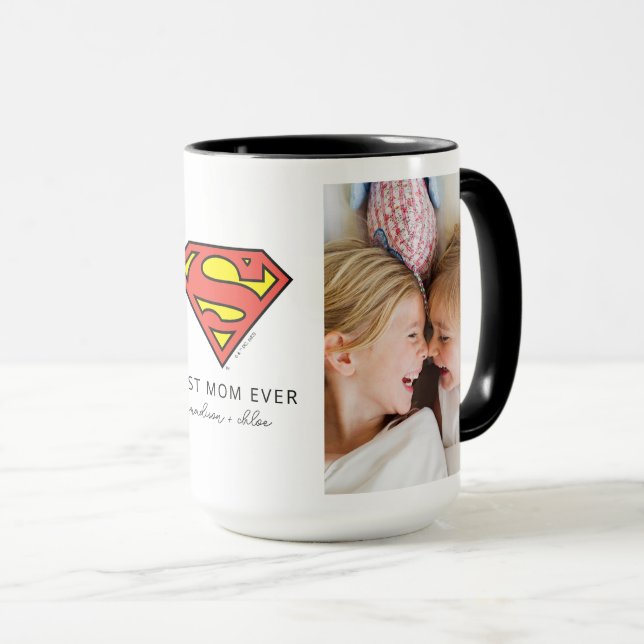 Caneca Superman S-Shield | Melhor Foto da Mãe (Frente Esquerda)