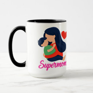 Caneca Supermom Cute Mother and Child Coffee Mug