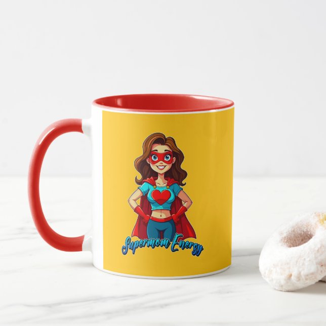 Caneca Supermom Energy – Strong Mother Illustration (Com Donut)