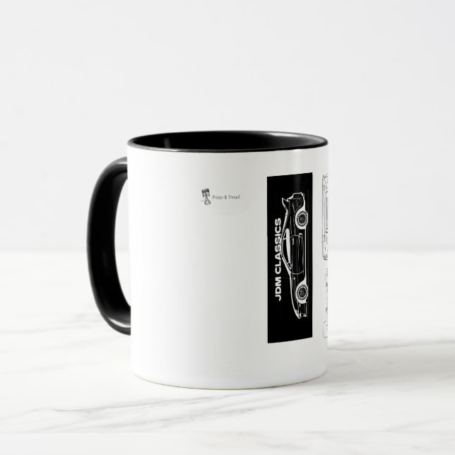 Caneca Supra Preto e Branco | Pistão e Rosca (Frente Esquerda)