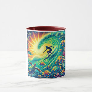 Caneca Surfer dirigindo uma onda gigante