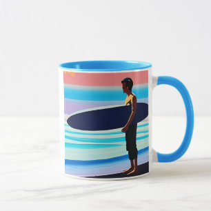 Caneca Surfer em uma praia no Sunset