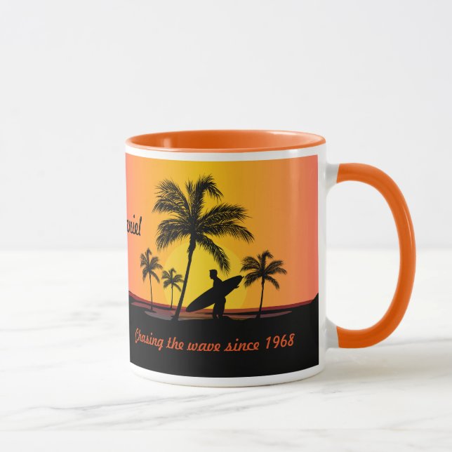 Caneca Surfista personalizado que surfa perseguindo a (Direita)
