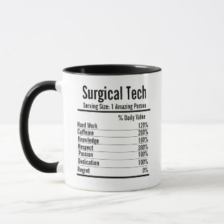 Caneca Surgical Technician Nutrition Facts Gift