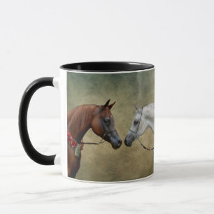 Caneca Surreal, pintura de dois cavalos.