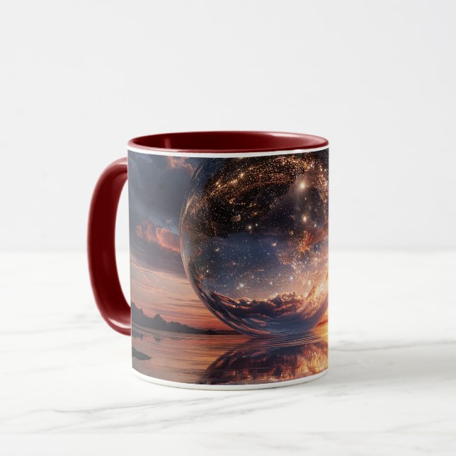Caneca Surreal Reflective Sphere Containing Stars (Frente Esquerda)