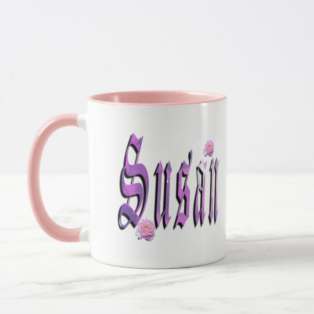 Caneca Susan, Name, Logo, Combo Coffee Mug Rosa. (Esquerda)
