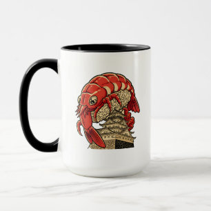 Caneca Sushi de Camarão Fofo no Design de Arte do Castelo