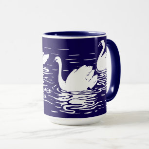 Caneca Swans Minimalistas Nadando na água