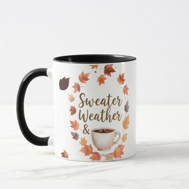 Caneca Sweater Weather & Hot Coffee Mug | Cozy Fall Gift (Esquerda)