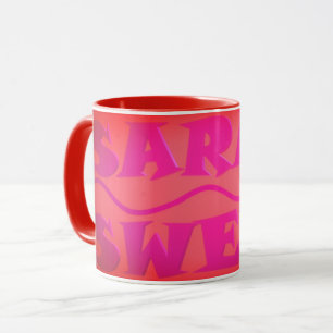 Caneca Sweet Sarah colore rosa quente e laranja queimado