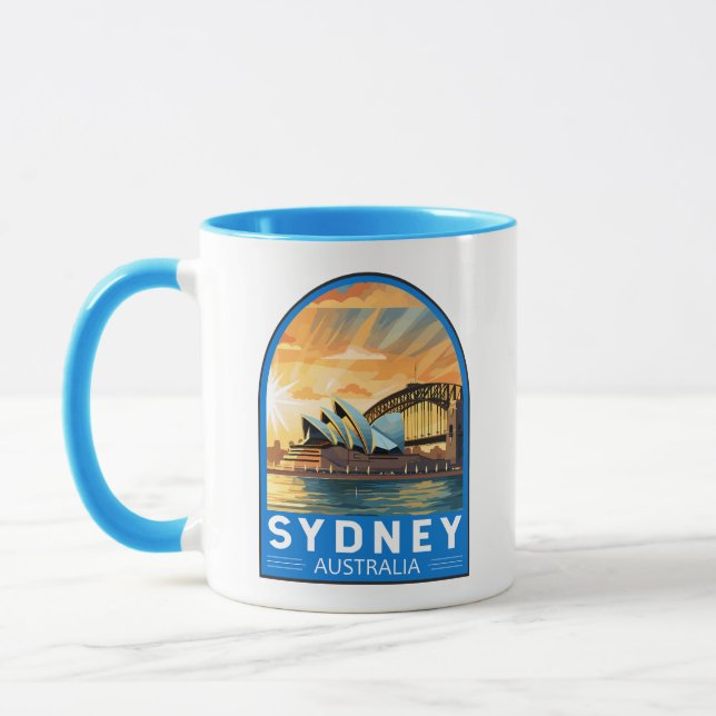 Caneca Sydney Austrália Viagem Art Vintage (Esquerda)