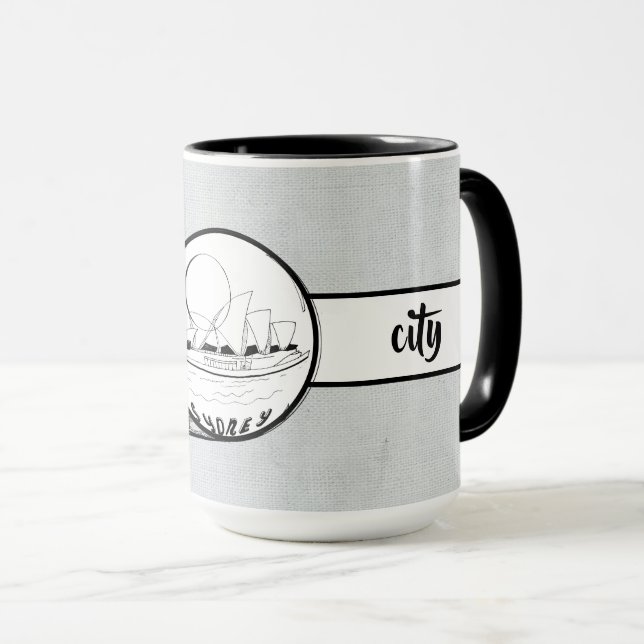 Caneca Sydney City Elegant linen Ringer 15oz (Frente Esquerda)