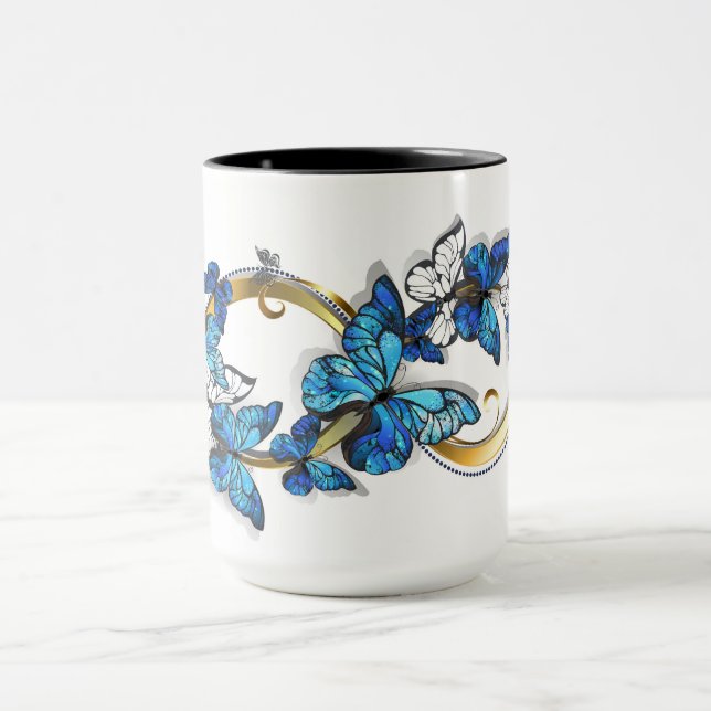 Caneca Symbol Infinity of Blue Morpho Butterflies (Centro)