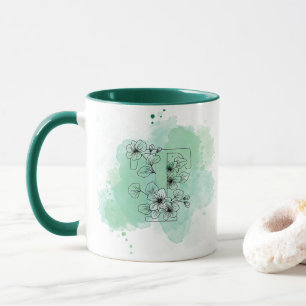 Caneca T Monograma com Cor de Água Inicial Botânica Verde
