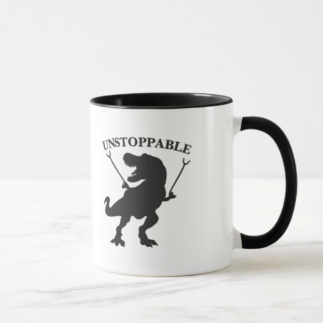 Caneca T-rex imparável - Escolher cor de fundo (Direita)