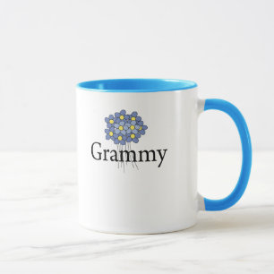 Caneca T-shirt azul bonito de Grammy da flor