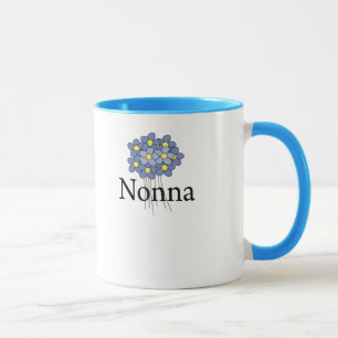 Caneca T-shirt azul bonito de Nonna da flor