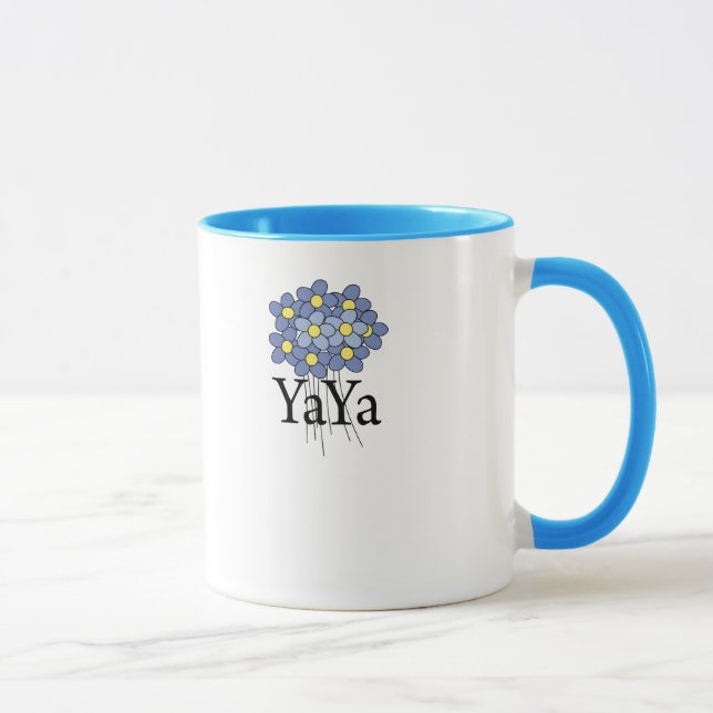 Caneca T-shirt azul bonito de YaYa da flor (Direita)