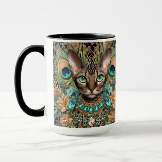Caneca Tabby Bengal Cat Arte Floral