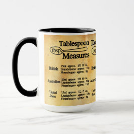 Caneca Tabela de conversão de medidas de colher métrica e