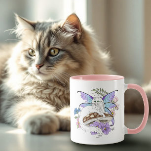 Caneca Tablet Fairy Cat Mushroom Floral