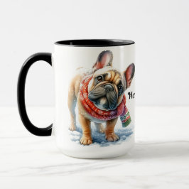 Caneca Taça de Cama de Natal do Buldogue Francês