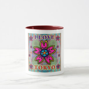 Caneca Taça de Flores "EU AMO TOKYO"