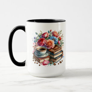 Caneca Taça e Flores de Café de Alta e Vintagem