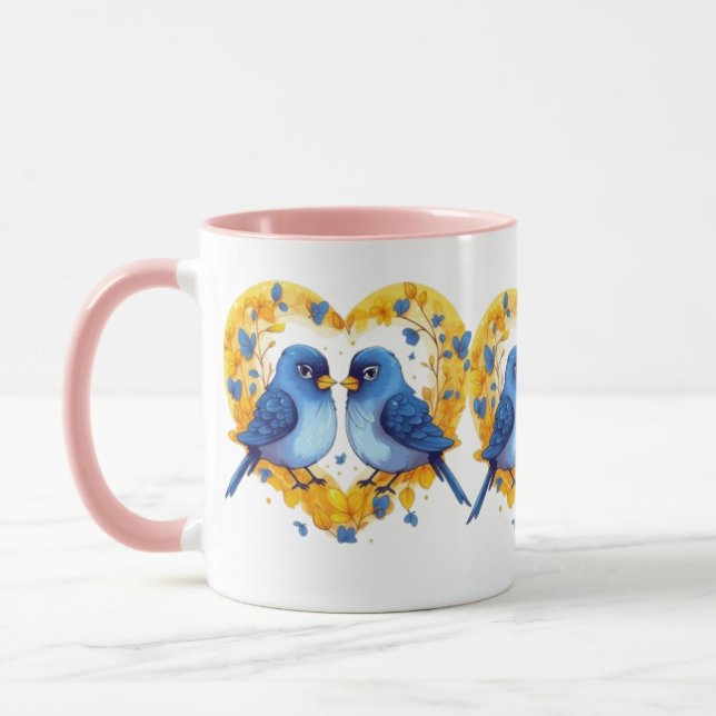 Caneca Taça Romântica de Pássaros (Esquerda)