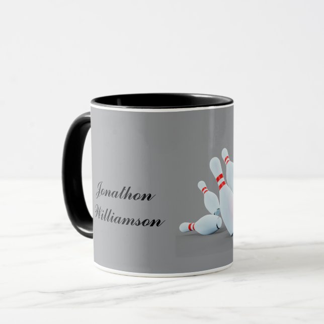 Caneca Taco de boliche Bola e pinos acertam! (Frente Esquerda)