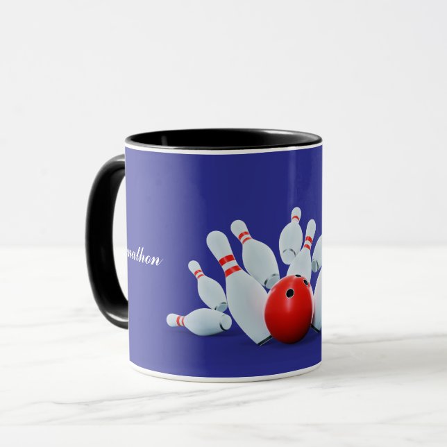 Caneca Taco de boliche Bola e pinos acertam! (Frente Esquerda)