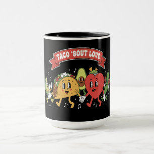 Caneca Taco Sobre Amor Desenho Animado Fofo Retrô Dia dos