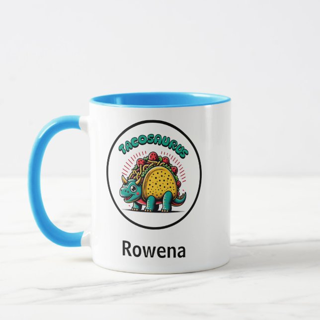 Caneca Tacosaurus Triceratops Desenho Animado Divertido (Esquerda)