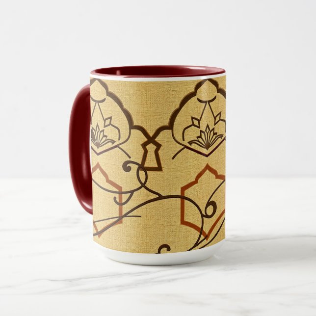 Caneca Tactile Woven Arches | Earthy Islamic Design Mug (Frente Esquerda)
