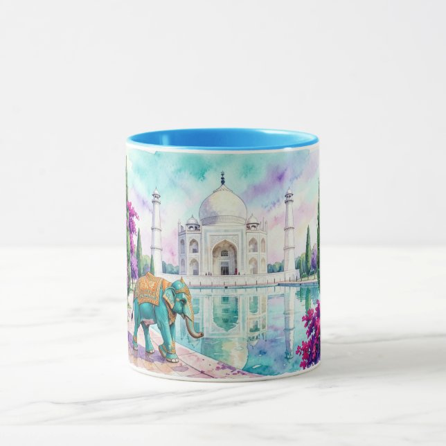 Caneca Taj Mahal & Elefante Aquarela (Centro)