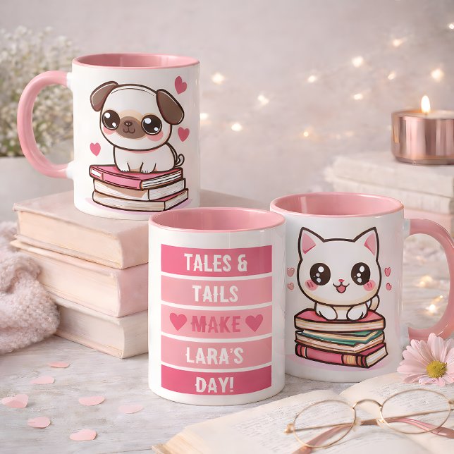 Caneca Tales e unhas fazem meu dia - Livros de Gato e Cac (The most pawsome reading mug you will ever see!)
