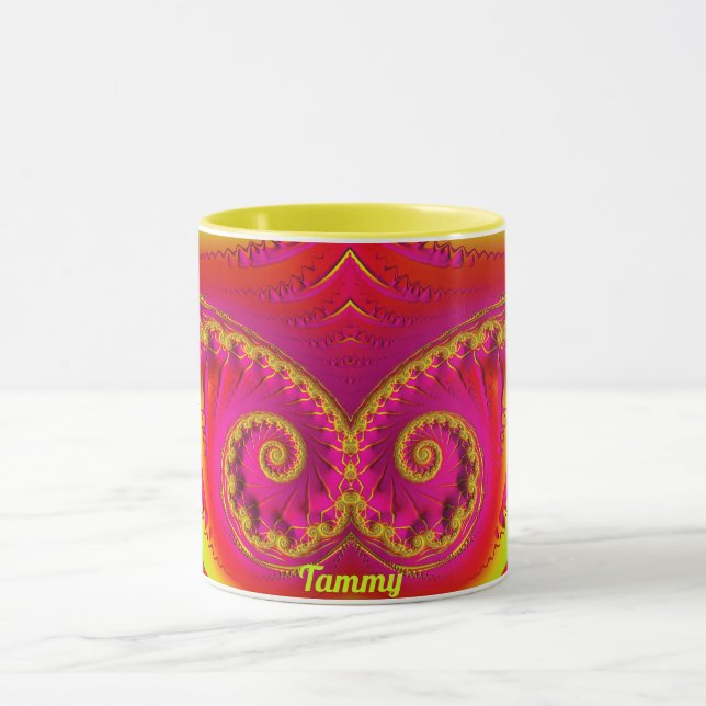 Caneca TAMMY ~ QUENTE 3D FRASCO 3D Fractal ~ Vermelho Cor (Centro)