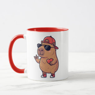 Caneca Tampa Capivara Sinal de ASL Eu Te Amo no Dia dos N