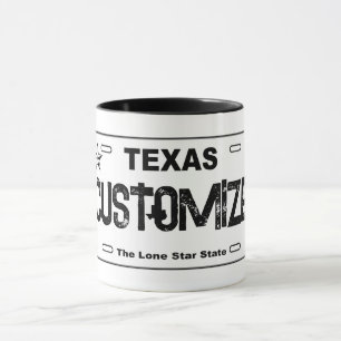 Caneca Tampão de placa de licença do Texas branco persona
