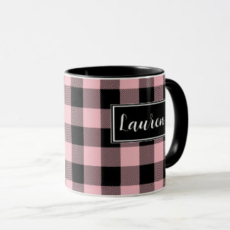Caneca Tampão de verificação de Xadrez rosa personalizado