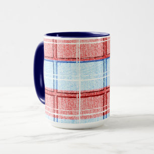 Caneca Tampão de Xadrez vermelho, branco e azul