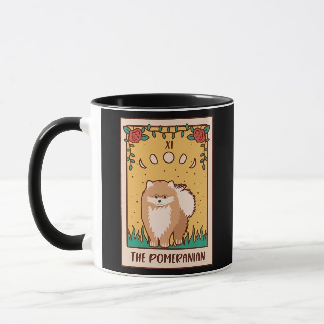 Caneca Tarot Card Occulus Magic Occultism Dog Pomeranian  (Esquerda)
