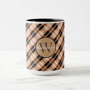 Caneca Tartan britânico com placa e monograma